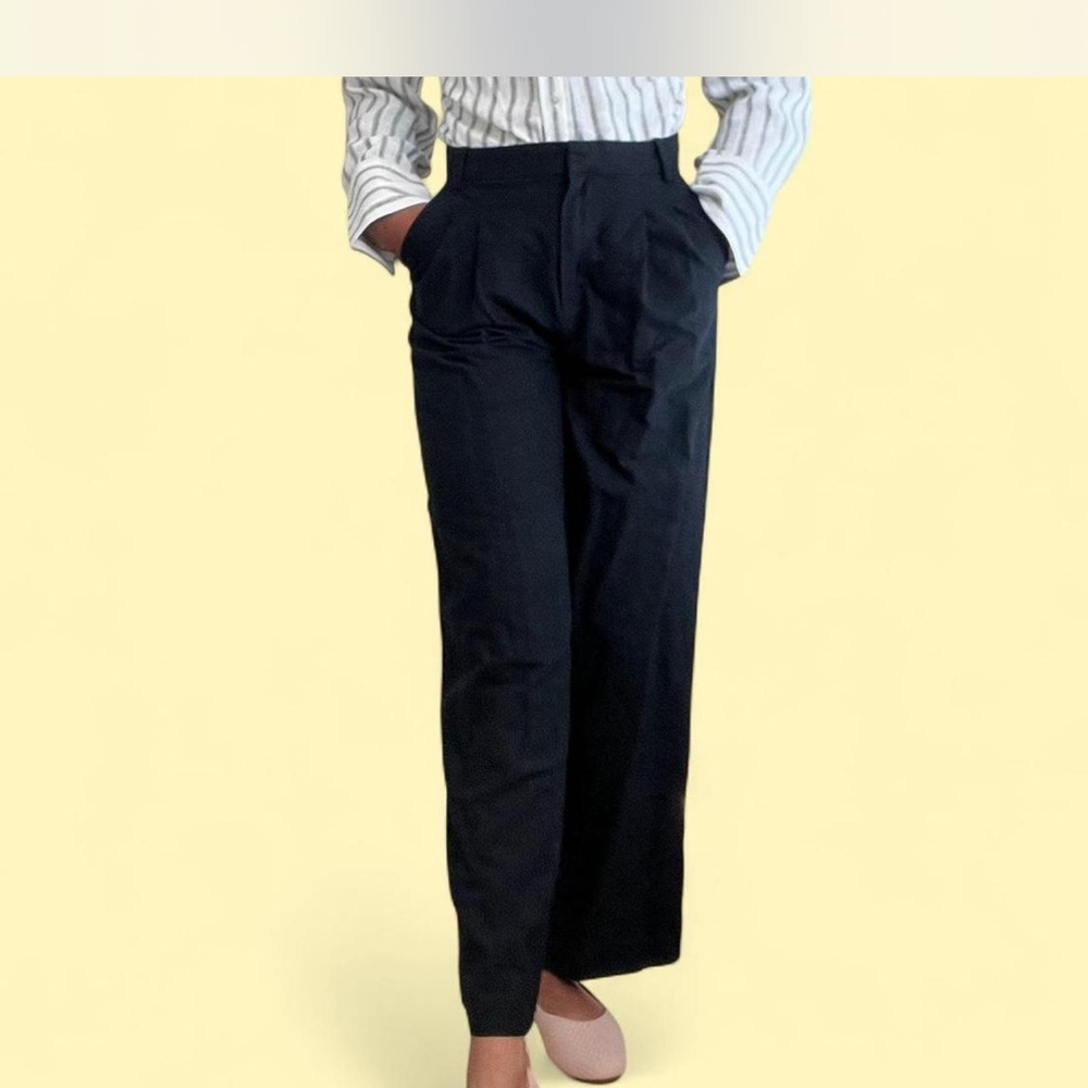 Navy Wide-Leg Trousers